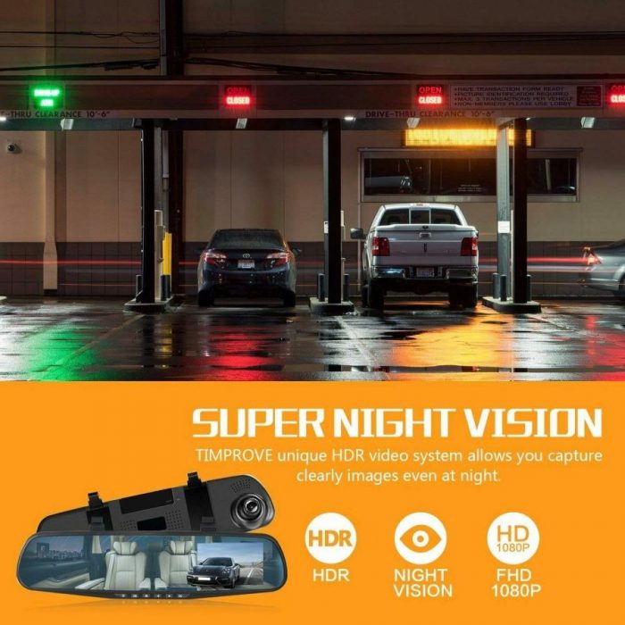 1080P Car DVR camera rear-view mirror Video Recorder Mirror with Night Vision