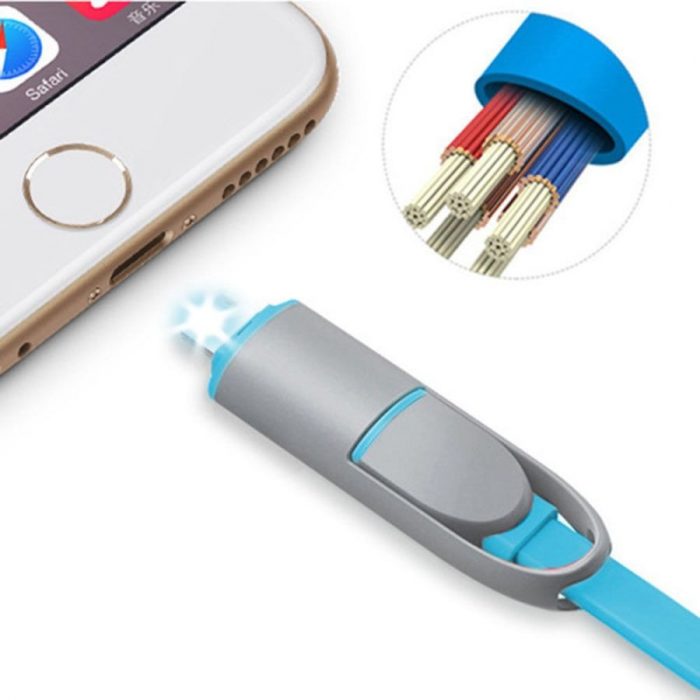 2 In1 Dual Retractable USB Data Cable Charger.