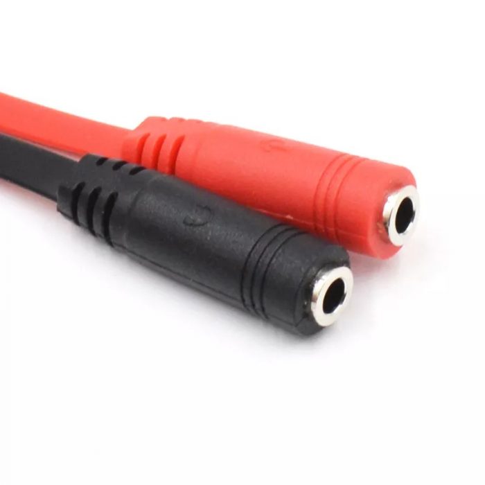 3.5 mm male to female stereo audio headphone splitter cable.