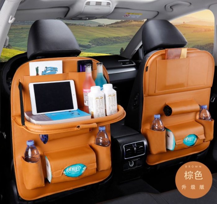 Car Back Seat Organizer Multi-Pocket Leather Storage