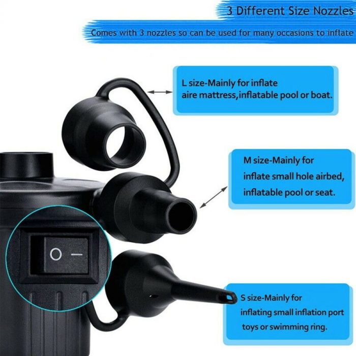 Electric Air Pump Inflator for Inflatable Camping Bed pool.