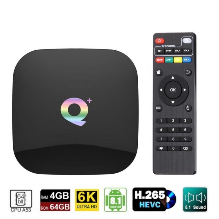 Q Plus Android 9.0 Smart TV Box Media 4Gb Ram 32/64GB Rom