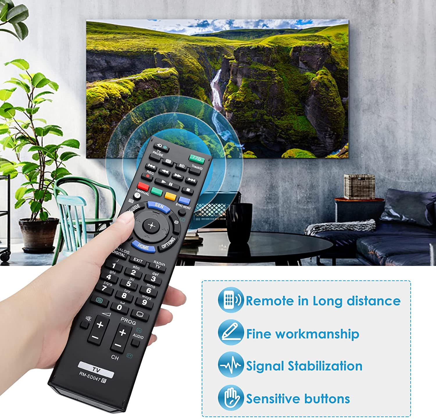 Replacement RM-ED047 Remote Control For Sony Bravia TV – Fits KDL-32BX420, KDL-32BX421 & More, Unbranded
