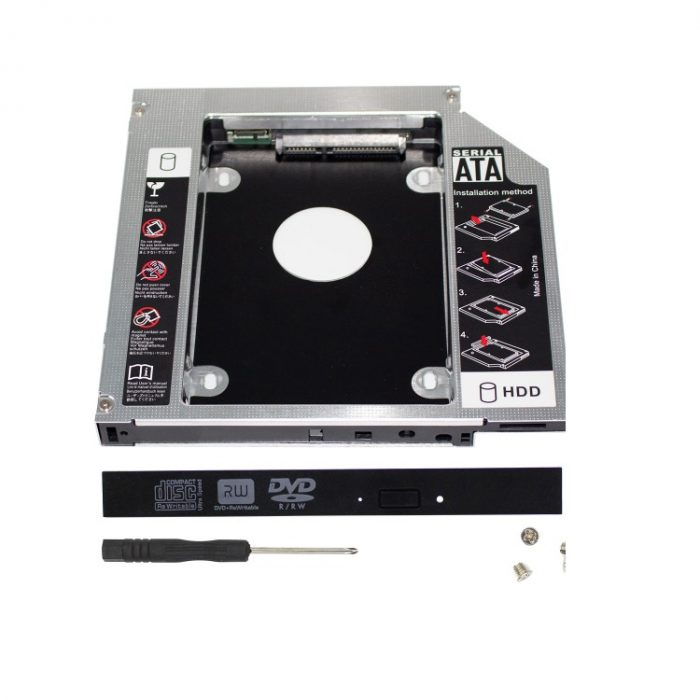 aluminium 12.7mm 2.5inch 2nd Hard Drive Disk Caddy SATA3.0 SSD Bracket adapter caddy laptop