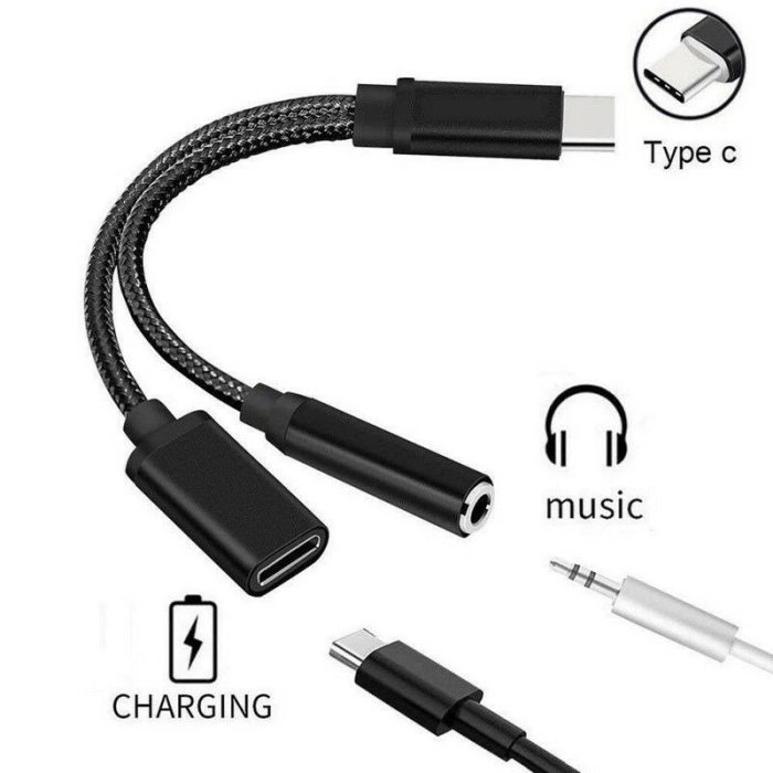 Type-C To 3.5mm Jack And USB-C