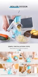 3 In 1 Manual Handheld Vegetable Fruit Cutter Slicer Kitchen Tabletop Tools - Image 5